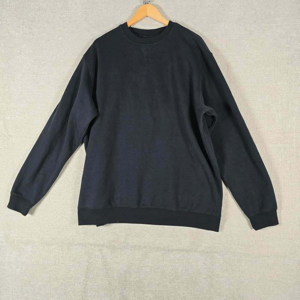 Guide Series Mens XLT Black Fleece Crewneck Sweatshirt Tall Fit Solid